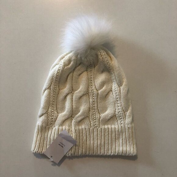 NEW ✨ Lands End Youth Pom Pom Beanie Cable Knit - Picture 6 of 7